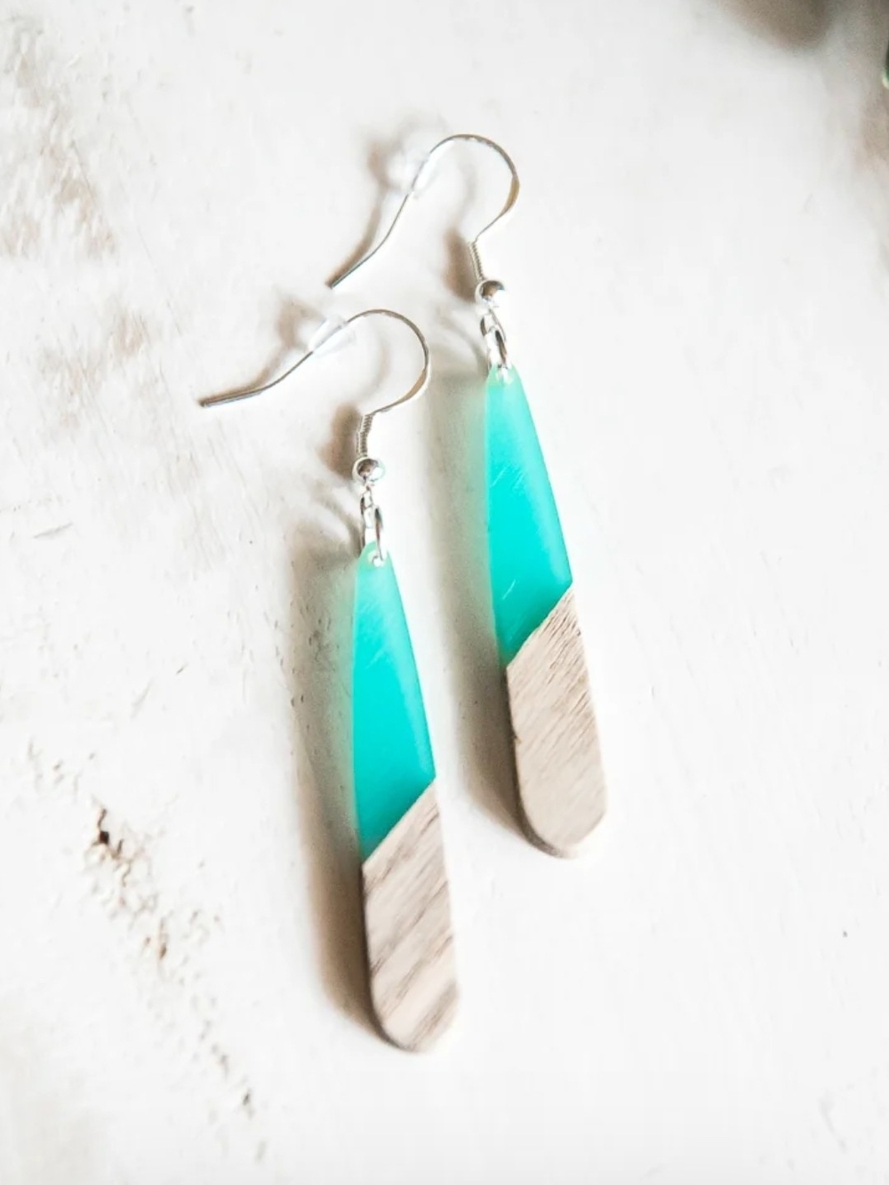 Turquoise Two-Tone Teardrop Earrings by